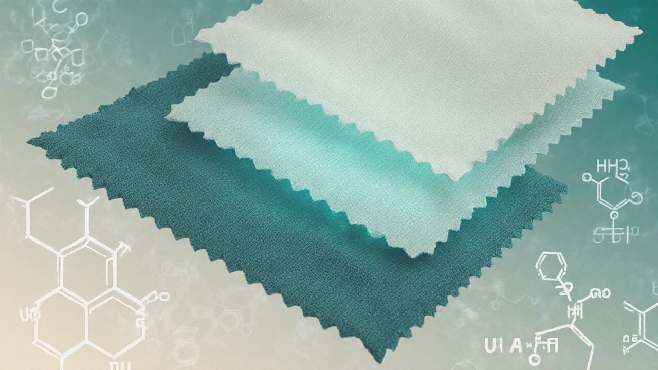 Коллаж тканей: TENCEL™, полиэстер со спандексом и антигладкая хлопковая ткань с видимой структурой волокон.